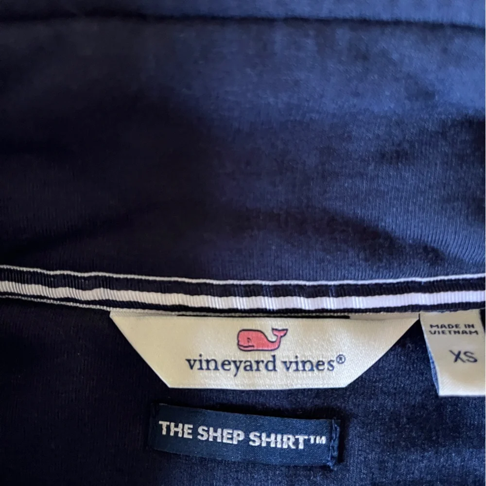 Vineyard Vines Navy Shirt with White and Pink Logo - Picture 5 of 5